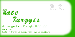 mate kurgyis business card